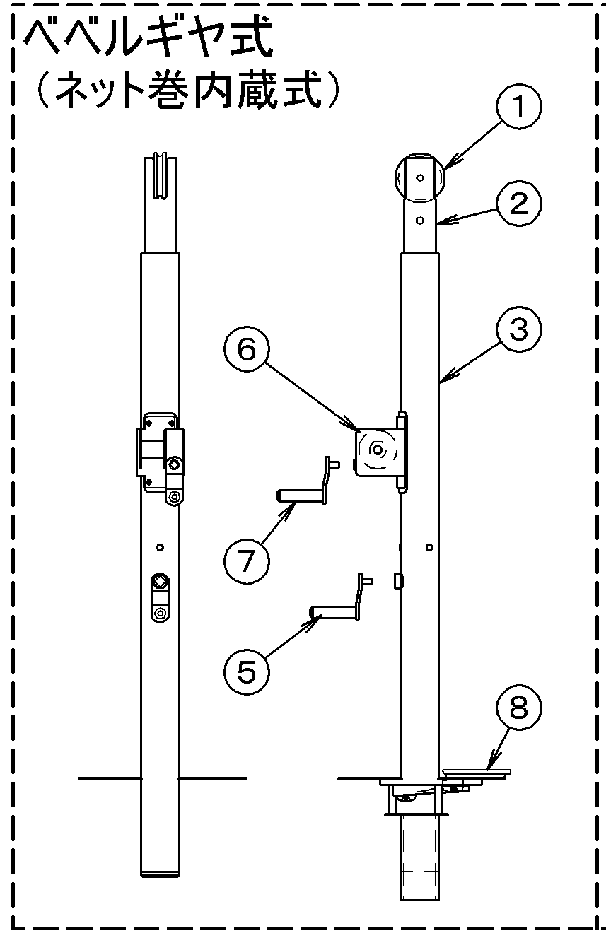 DE1015,DE1030 バレーボール用支柱（べベルギア式） | Senoh セノー株式会社